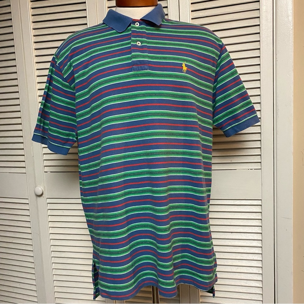 Polo by Ralph Lauren Size XL Blue Green Red Stripe Cotton